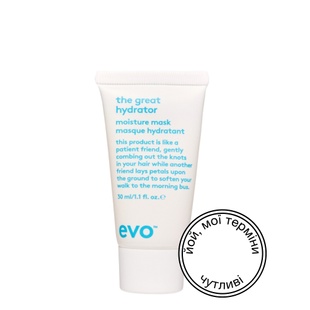 Зволожувальна маска для волосся Evo The Great Hydrator Moisture Mask Уцінка, 30 мл 546575432445 фото