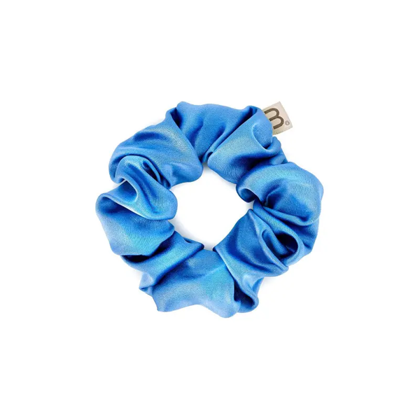 Об'ємна резинка для волосся з натурального шовку блакитна Mon Mou 14787 фото