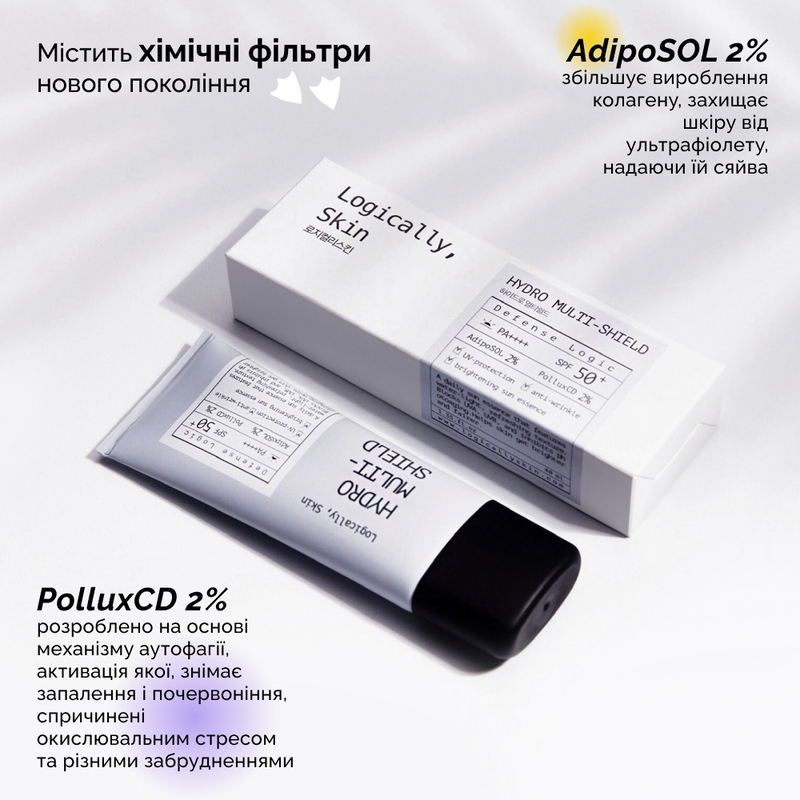 Зволожувальний сонцезахисний флюїд для обличчя Logically, Skin Hydro Multi-Shield Sun Essence SPF30 / PA++++, 40 мл 8809645450490 фото