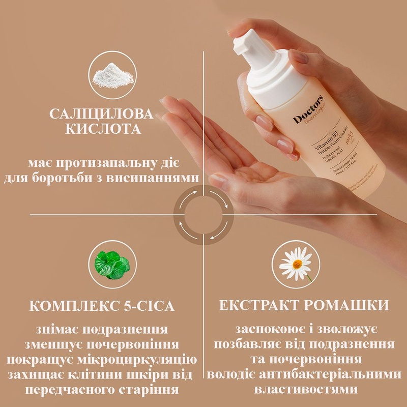 Пінка-мус для вмивання з Д-пантенолом Doctors Vitamin B5 Bubble Foam Cleanser, 150 мл 8809738599006 фото