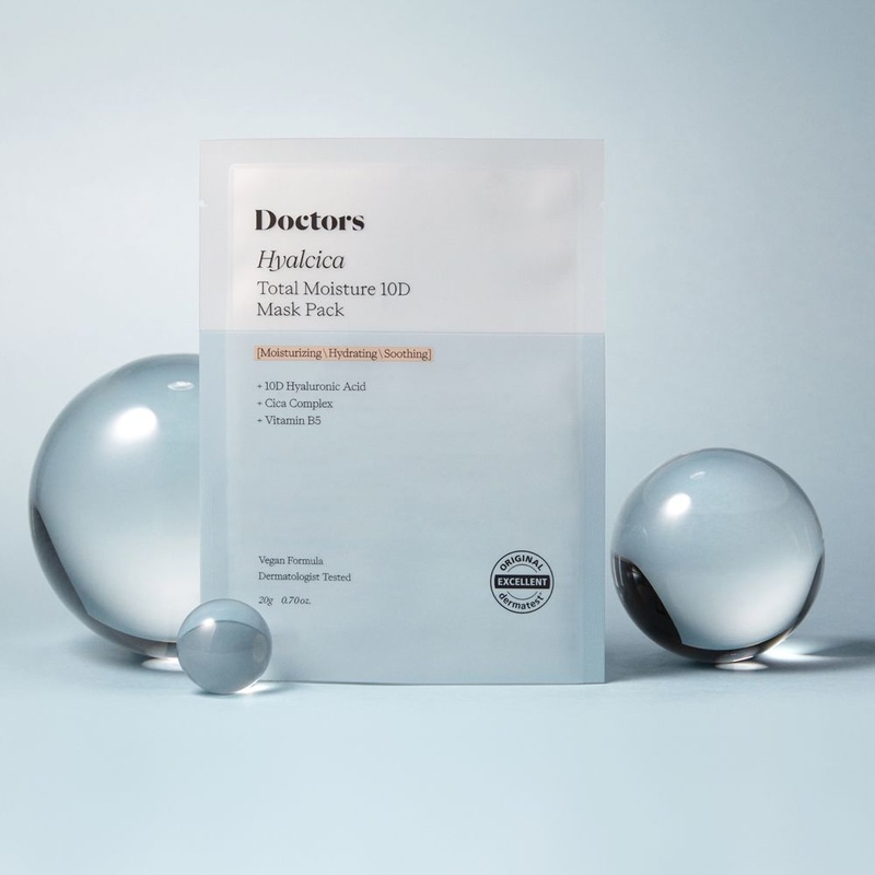 Тканинна маска з 10 формами гіалуронової кислоти та центелою Doctors Hyalcica Total Moisture 10 D Mask, 1 шт 8809496205539 фото