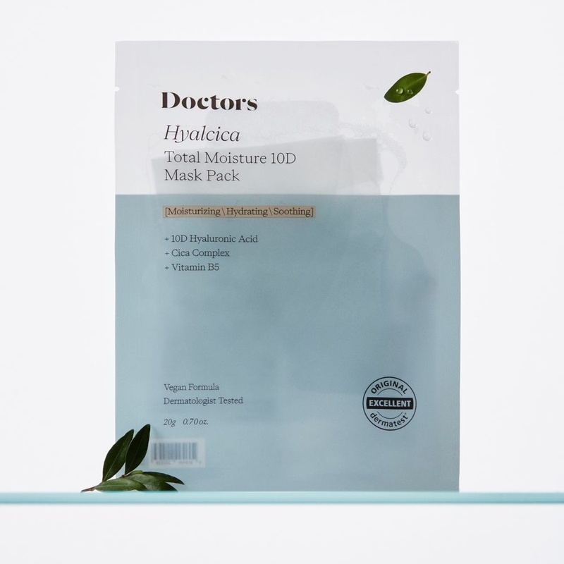 Тканинна маска з 10 формами гіалуронової кислоти та центелою Doctors Hyalcica Total Moisture 10 D Mask, 1 шт 8809496205539 фото