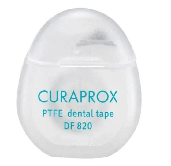 Нитка міжзубна тефлонова Curaprox Dental tape DF 820 PTFE з хлоргекседіном(мініатюра), 5 м 423432432432 фото