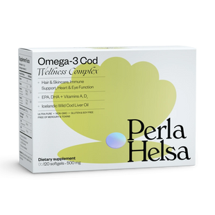 Омега-3 із Тріски з вітамінами А і Dз, 120 капсул Perla Helsa Omega-3 Cod Wellness Complex Dietary Supplement 4820225140062 фото