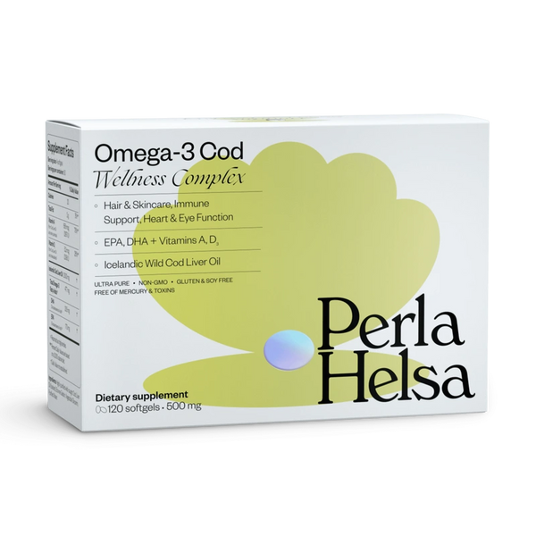 Омега-3 із Тріски з вітамінами А і Dз, 120 капсул Perla Helsa Omega-3 Cod Wellness Complex Dietary Supplement 4820225140062 фото