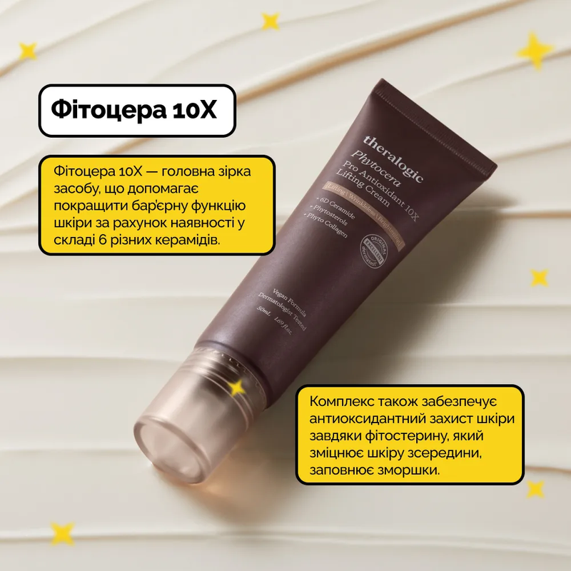 Антиоксидантний крем з керамідами та фітостеролом Doctors Theralogic Phytocera Pro Antioxidant 10X Lifting Cream, 50 мл 8809783329825 фото