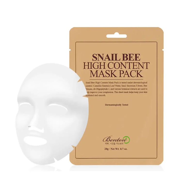 Маска з муцином равлика і отрутою бджоли Benton Snail Bee High Content Mask, 1 шт 8809540510183 фото