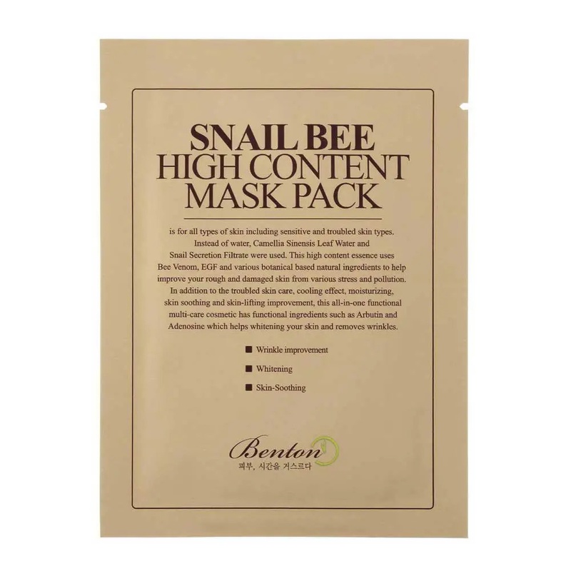 Маска з муцином равлика і отрутою бджоли Benton Snail Bee High Content Mask, 1 шт 8809540510183 фото