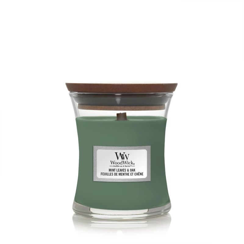 Ароматична свічка з нотами м'яти та дуба Woodwick Mini Mint leaves & Oak 85 г 1721690E фото