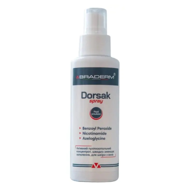 Активний протизапальний спрей для тіла BRADERM Dorsak Spray, 100 мл 981054087 фото